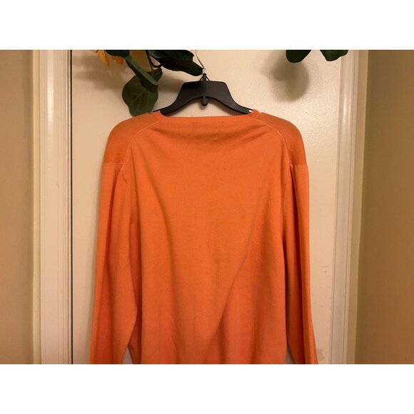 Polo Ralph Lauren Sweater Men XL Orange Pima Cotton V Neck Knit Lightweight/Prep - Picture 6 of 11